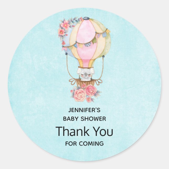 Sticker Rond Merci d'aquarelle à air chaud (Devant)