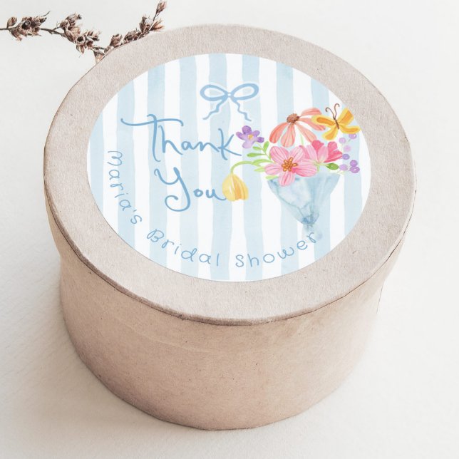 Sticker Rond Merci d'aquarelle bleu frais hors du marché (Créateur téléchargé)