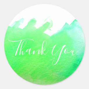 Sticker Rond Merci d'aquarelle vert citron