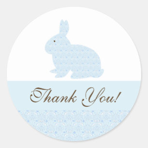 Sticker Rond Merci d'autocollant de baby shower de lapin de