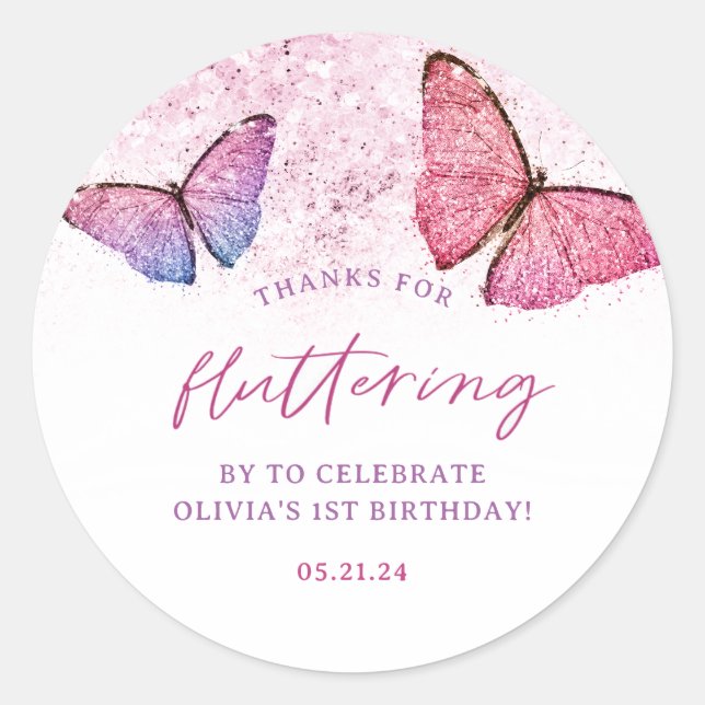 Sticker Rond Merci D'Avoir Flutté Par Merci Papillon (Devant)