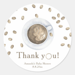 Sticker Rond Merci de Baby shower à café