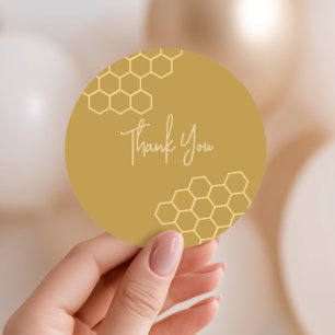 Sticker Rond Merci de Baby shower beige doré miel