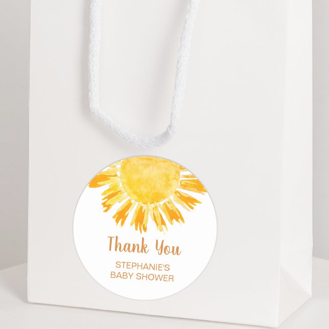 Sticker Rond Merci de Baby shower Boho Sunshine (Créateur téléchargé)