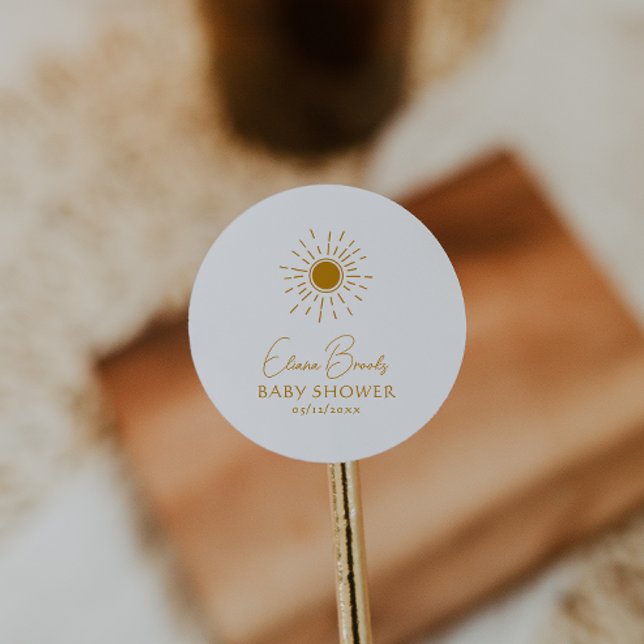 Sticker Rond Merci de Baby shower Boho Sunshine moderne (Créateur téléchargé)