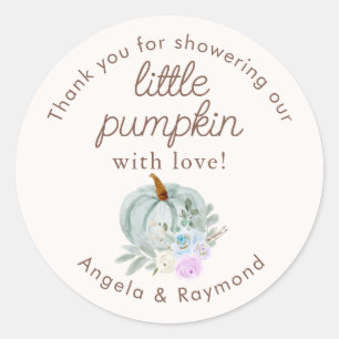 Sticker Rond Merci de Baby shower Citrouille