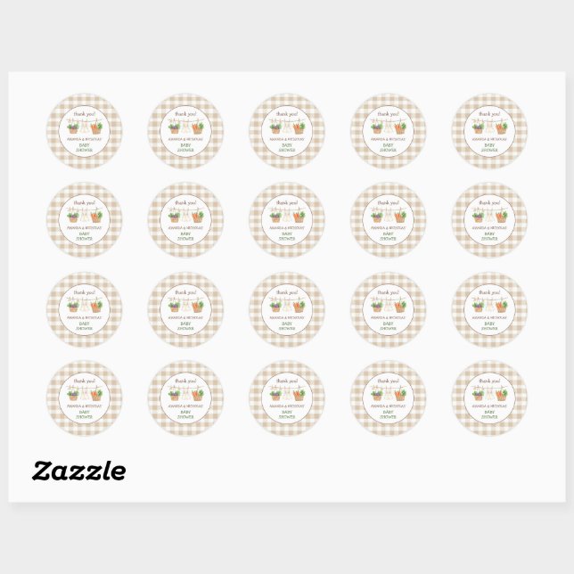 Sticker Rond Merci de Baby shower cultivé localement (Feuille)