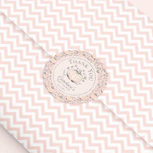Sticker Rond Merci de Baby shower d'automne rose Petit Citrouil