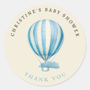Sticker Rond Merci de Baby shower de ballon à air chaud hydroco