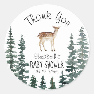 Sticker Rond Merci de Baby shower de cerfs mignons