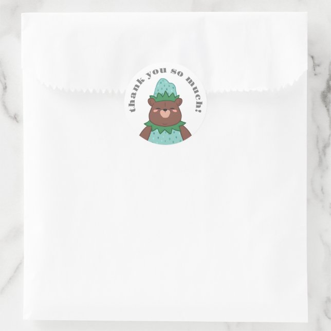 Sticker Rond Merci de Baby shower de fraise bleu doux (Sac)