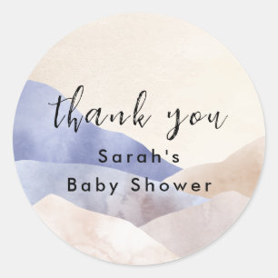 Sticker Rond Merci de Baby shower de montagne Watercolor modern