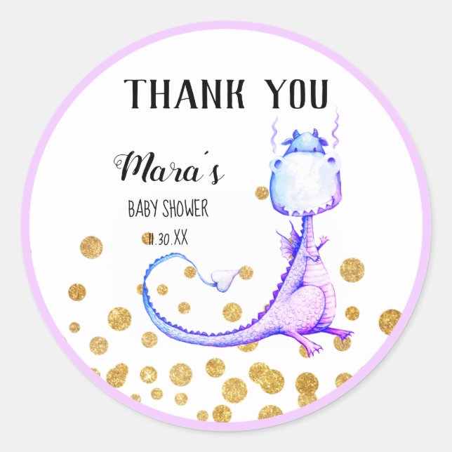 Sticker Rond *~* Merci de Baby shower de Parties scintillant de (Devant)