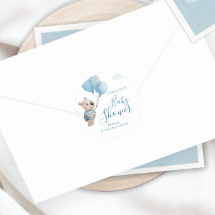 Sticker Rond Merci de Baby shower d'ours en peluche