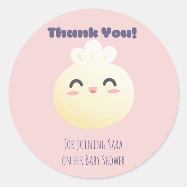 Sticker Rond Merci de Baby shower en dumping (Devant)
