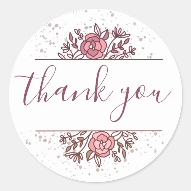 Sticker Rond Merci de Baby shower floral pour filles (Devant)