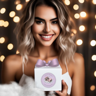 Sticker Rond Merci de Baby shower Lilac au Raccoon doux