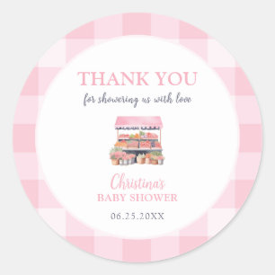 Sticker Rond Merci de Baby shower pour filles cultivé localemen