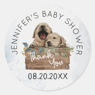 Sticker Rond Merci de Baby shower rustique Twins