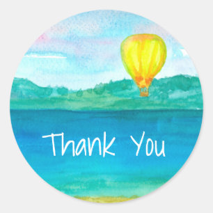 Sticker Rond Merci de ballon à air chaud jaune