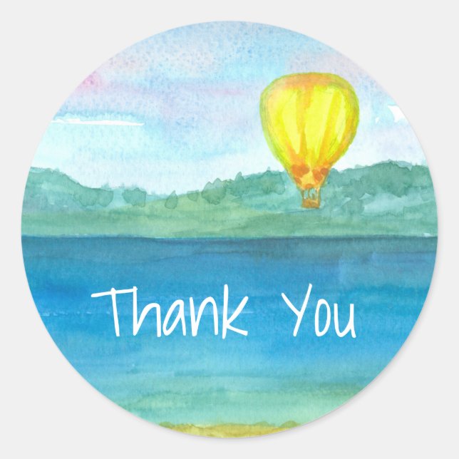 Sticker Rond Merci de ballon à air chaud jaune (Devant)