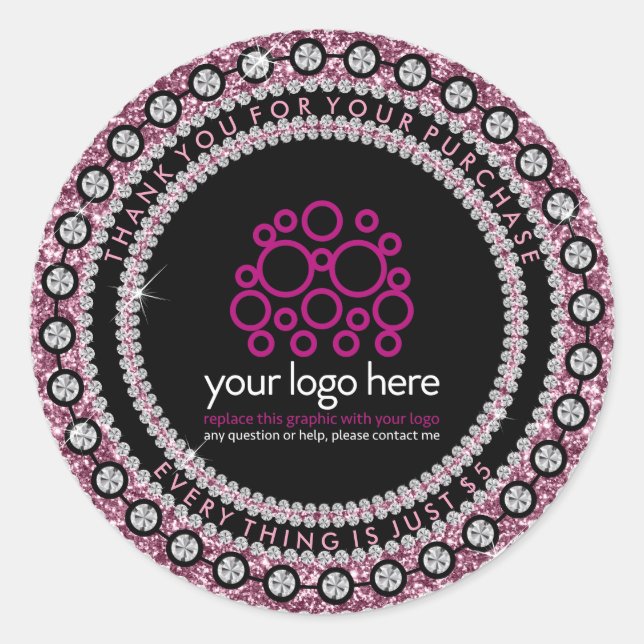 Sticker Rond Merci de bijoux pour votre achat (Devant)