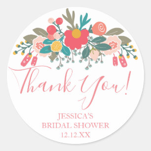 Sticker Rond Merci de bouquet rose