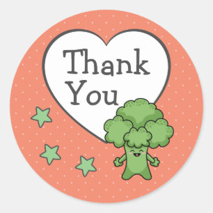 Sticker Rond Merci de Brocoli mignon