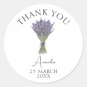 Sticker Rond Merci de brunch nuptiale de la lavande d'aquarelle