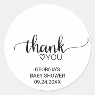 Sticker Rond Merci de calligraphie simple noir et blanc Favoris