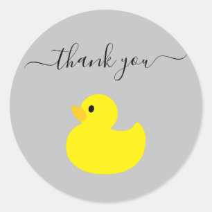Sticker Rond Merci de canard en caoutchouc jaune