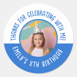 Sticker Rond Merci de célébrer avec moi Photo d'anniversaire