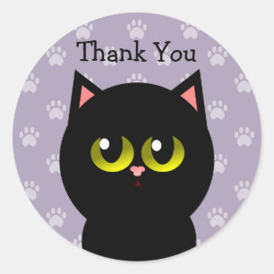 Sticker Rond Merci de chat noir
