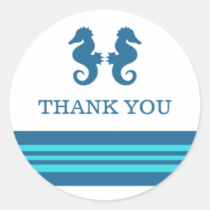 Sticker Rond Merci de cheval de mer bleu turquoise