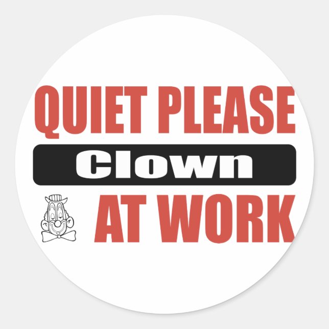 Sticker Rond Merci De Clown Au Travail (Devant)