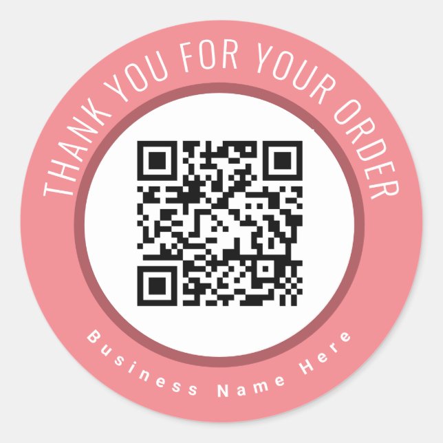 Sticker Rond Merci de commande de site Web de code QR (Devant)