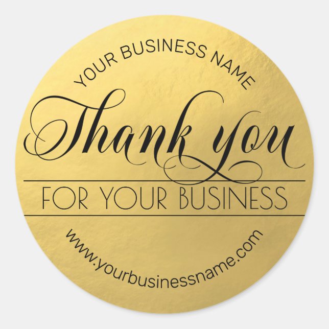 Sticker Rond Merci de conversion de script Gold Black Business (Devant)