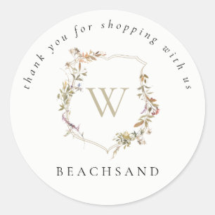 Sticker Rond Merci de crête Fleur sauvage rose Dusky pour le sh