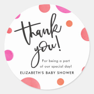 Sticker Rond Merci de  de Baby shower Polka moderne