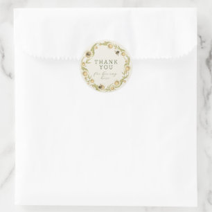 Sticker Rond Merci de  de couronne Fleur sauvage Baby to Bee Da