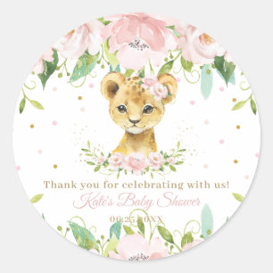 Sticker Rond Merci de douche Lion rose Flou Doux Cute Floral