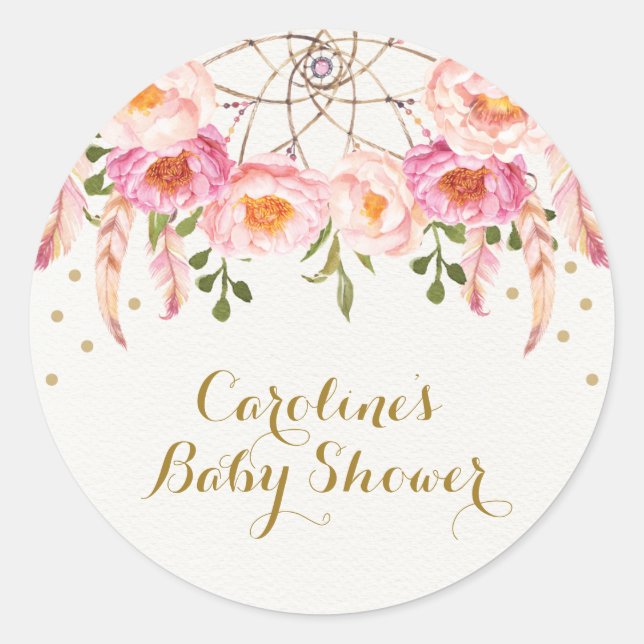 Sticker Rond Merci de douche rose-rasoir Floral (Devant)