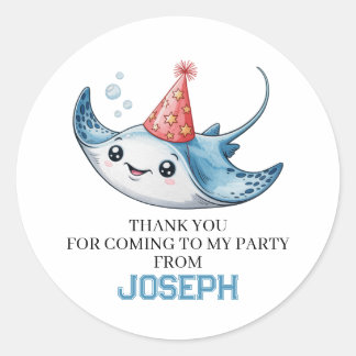 Sticker Rond Merci de fête d'anniversaire de Stingray