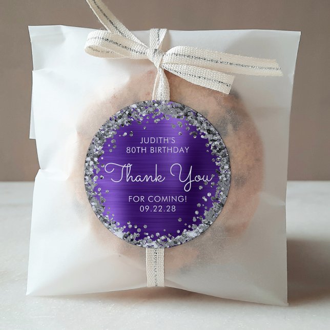 Sticker Rond Merci de fête d'anniversaire Parties scintillant d (Créateur téléchargé)