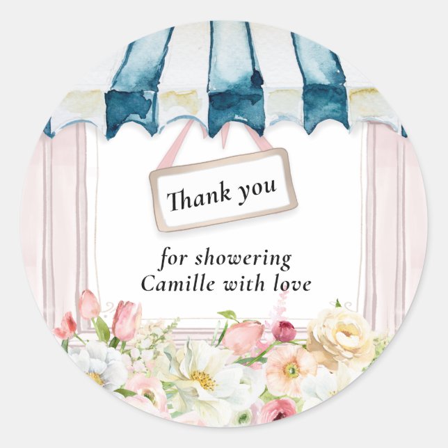 Sticker Rond Merci de Fête des mariées de Jardin Rose (Devant)
