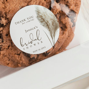 Sticker Rond Merci de Fête des mariées en laiton Boho Fluffy Pa
