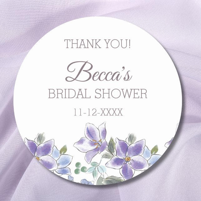Sticker Rond Merci de Fête des mariées florale Lilac feminine (Créateur téléchargé)