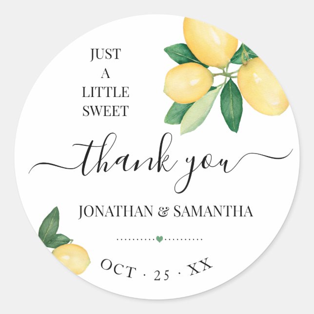 Sticker Rond Merci de Fête des mariées Mariage citrons (Devant)