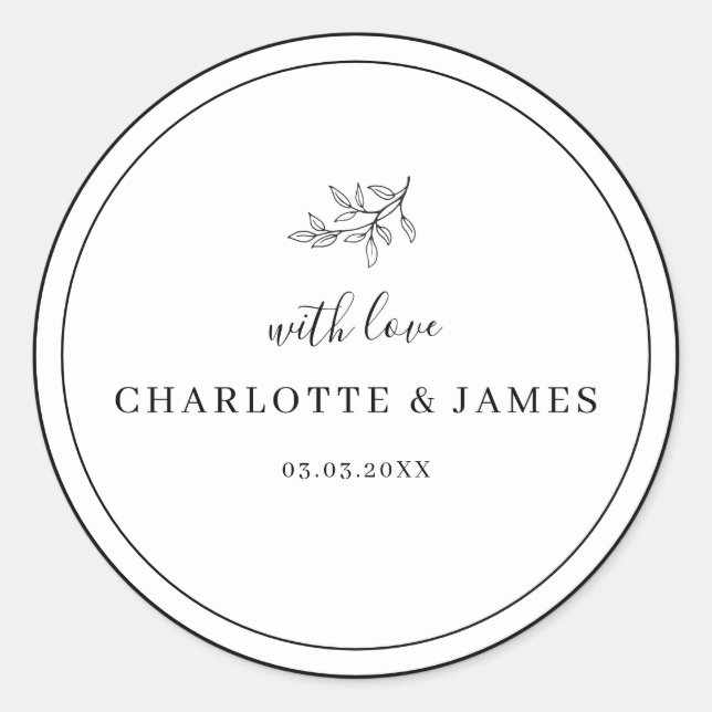 Sticker Rond Merci de feuille de feuillage frontalier minimalis (Devant)