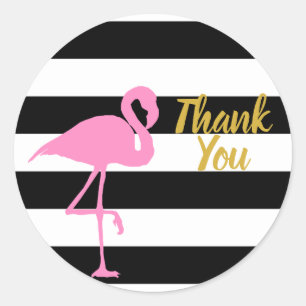 Sticker Rond Merci de Flamant rose rose